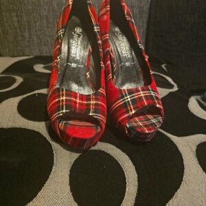New Look Tartan Peep Toe Heels
